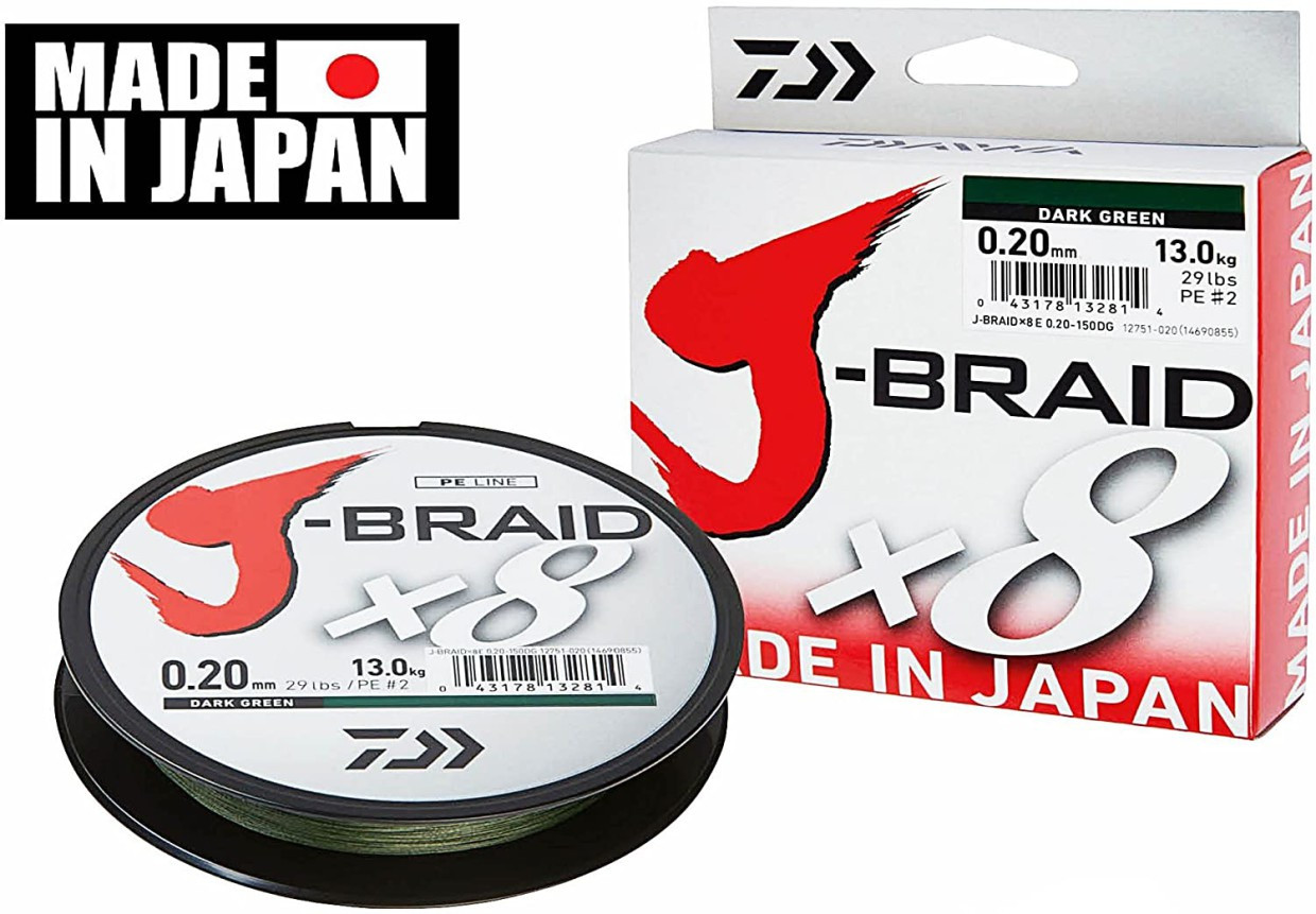 Pletena vrvica Daiwa J-Braid X8 0,22mm 300m- dark green