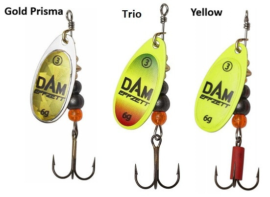 Blestivka DAM Effzett Fluo Spinner št:4 10g- trio
